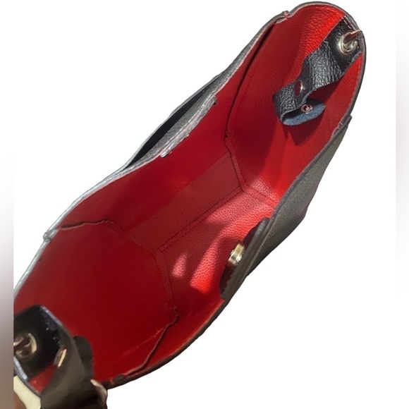 BORSE IN PELLE Leather Tote Shoulder Bag Black Removable Red P…Dark Lolita - Picture 3 of 13